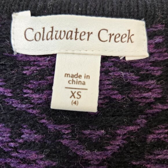 Coldwater Creek Wool Blend Snowflake Pattern Cardigan Sweater Size XS - Picture 3 of 6